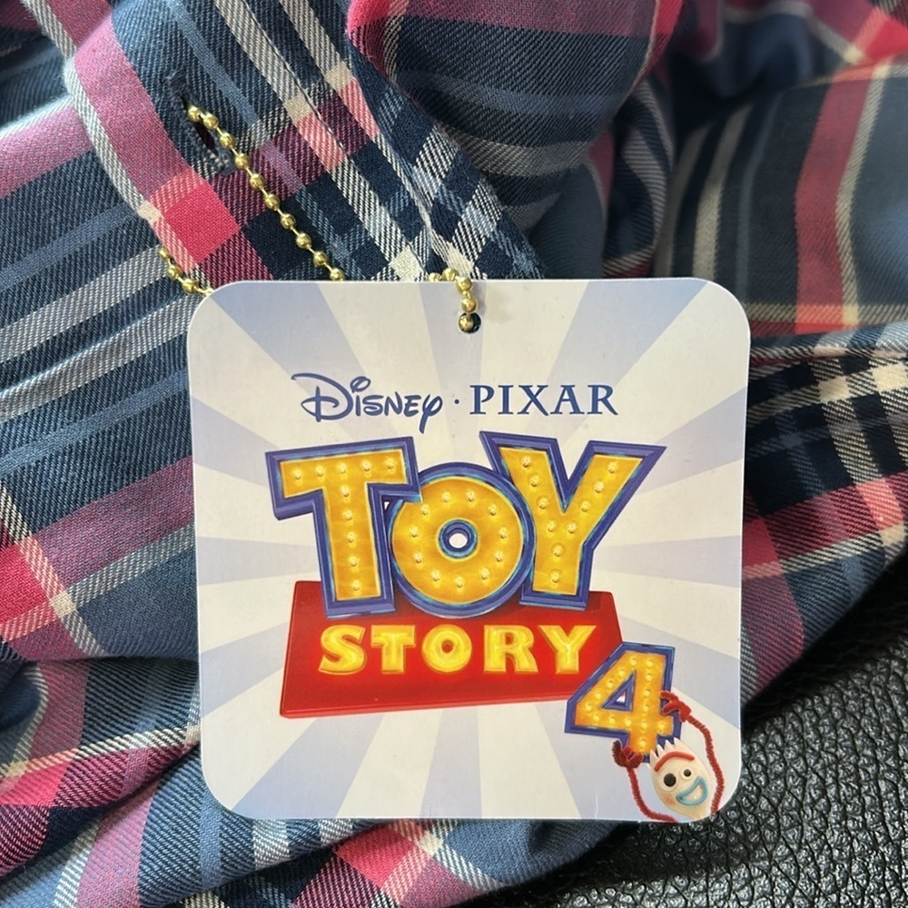 Disney Toy Story 4 Cakeworthy Bo Peep Plaid Flannel Button Up Shirt Top Sz L NEW - Picture 8 of 12